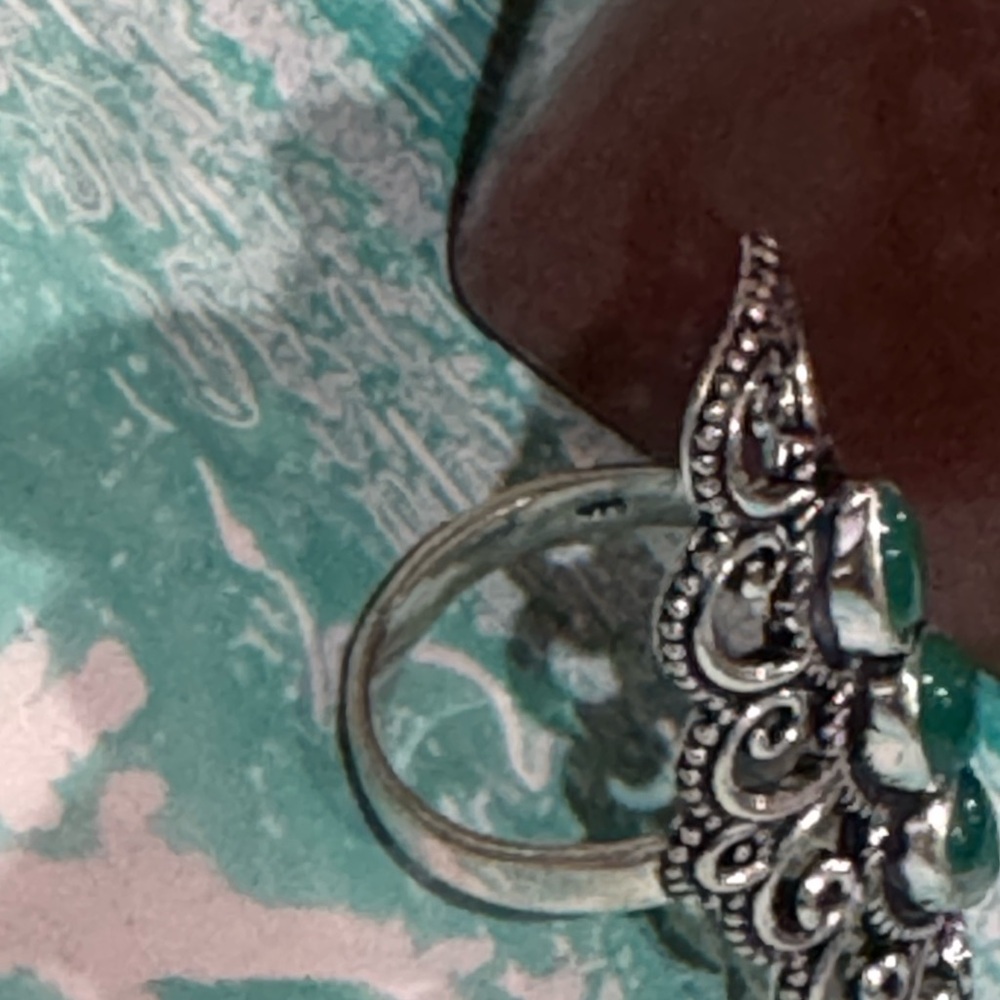 Green Chalcedony Silver Ring - image 6